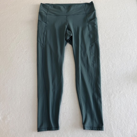 Fabletics Pants - Fabletics PureLuxe Leggings Womens L Teal High Waisted Pockets 7/8 Cropped
